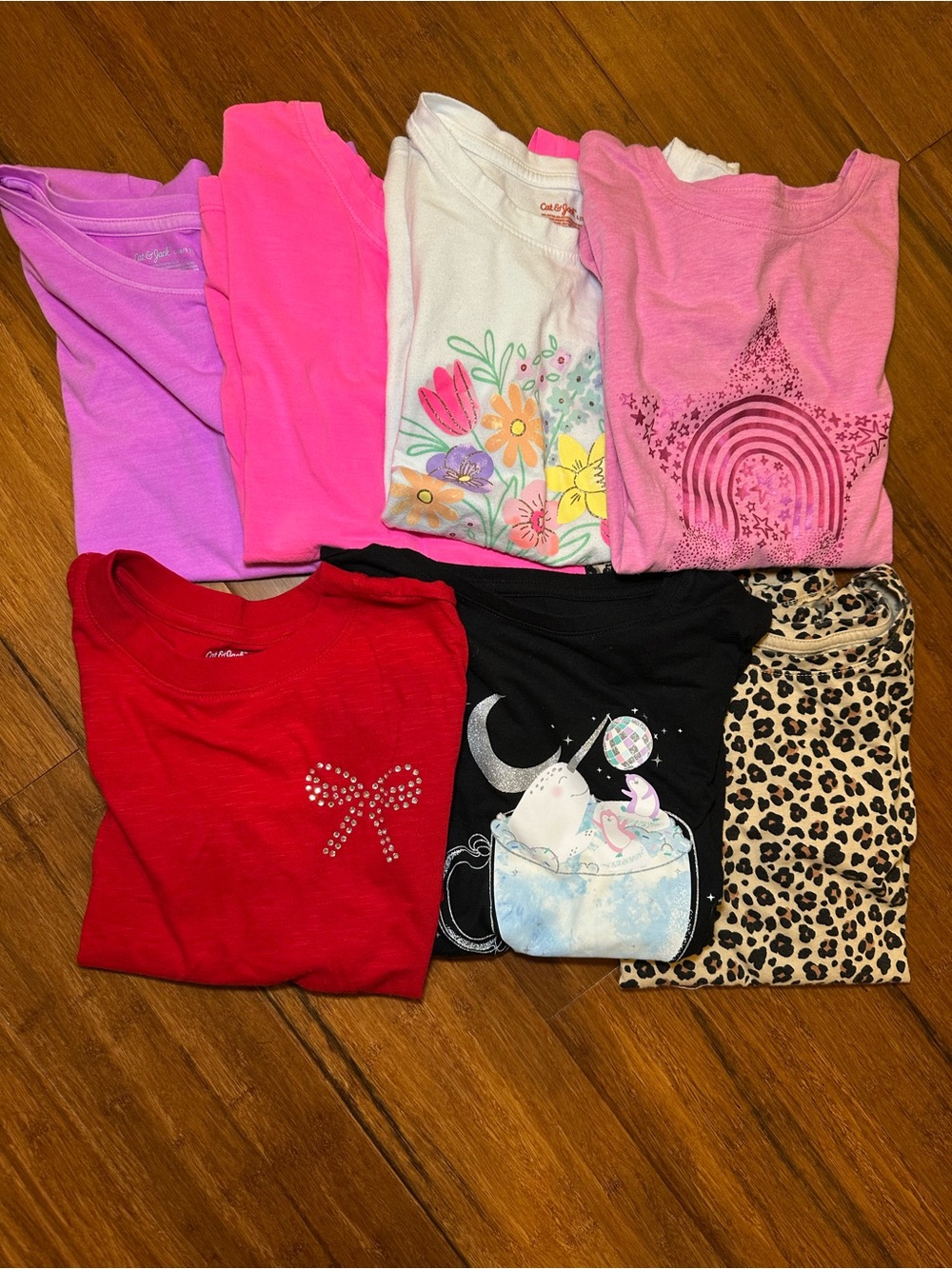 Cat & Jack Girls Bundle of 7 short sleeve tshirts size L (10/12) EUC